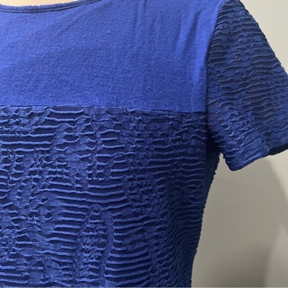 Calvin Klein Blue Short Sleeve Mesh Overlay Double Layer Tee Size Small - Picture 3 of 7